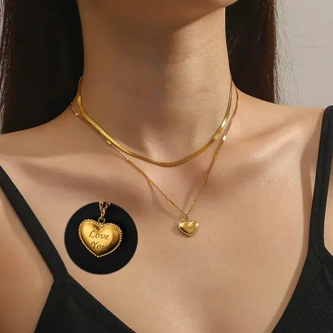 Double layer"I Love You"  Necklace(18k gold plated)