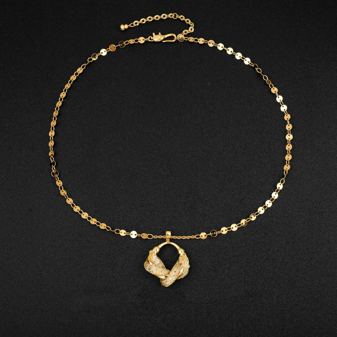 High end mesh crystal necklace(24k gold plated)