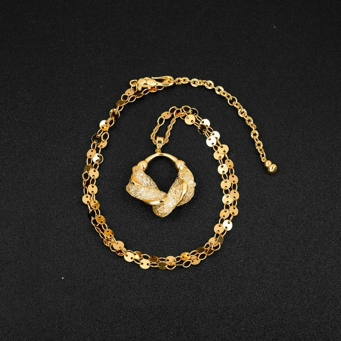 High end mesh crystal necklace(24k gold plated)