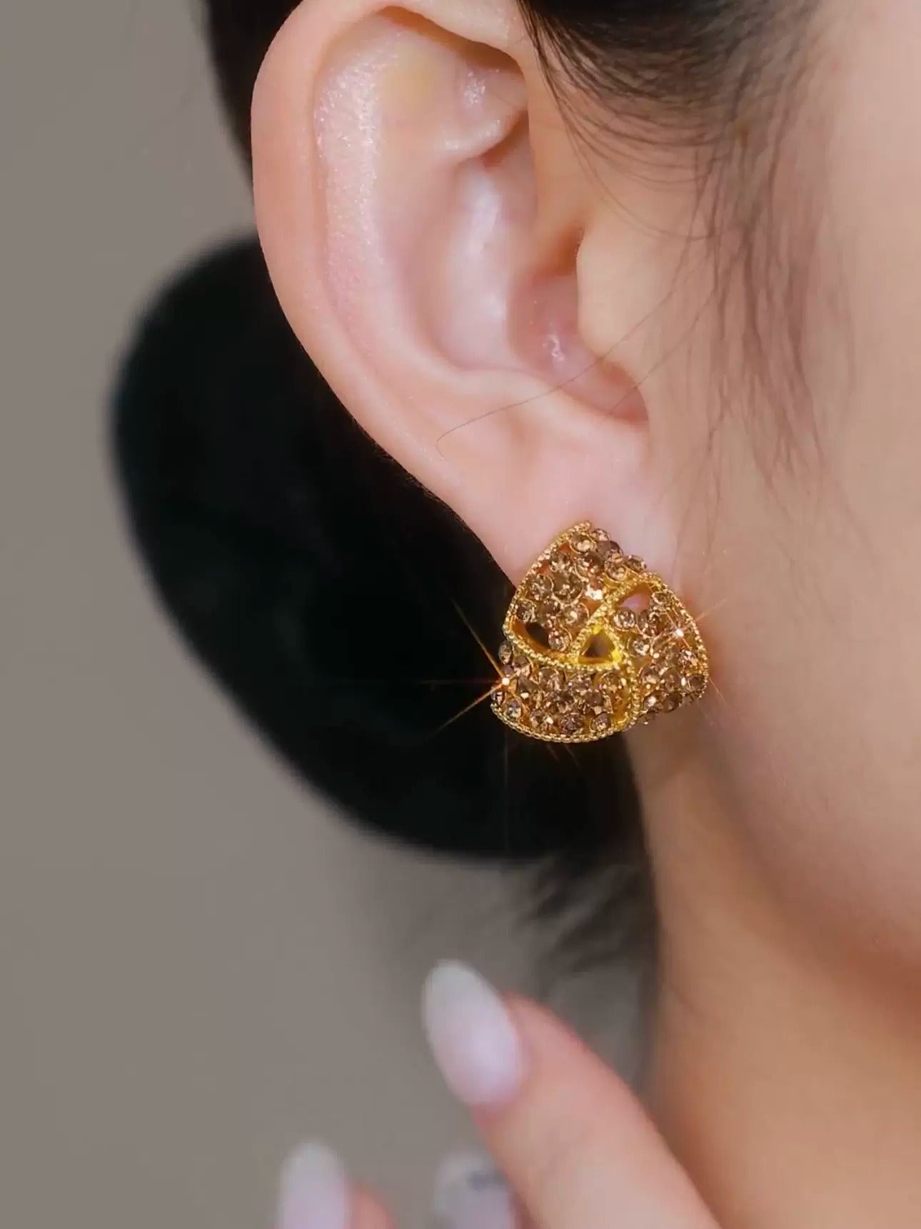 Coffee color diamond zircon earrings