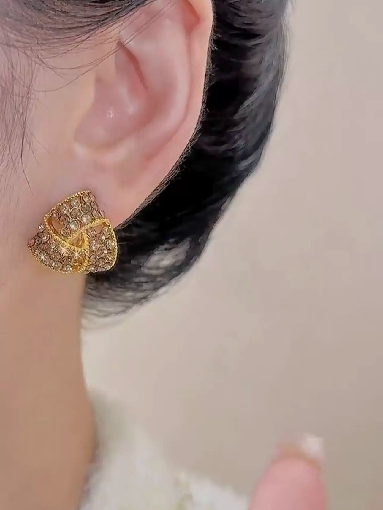 Coffee color diamond zircon earrings