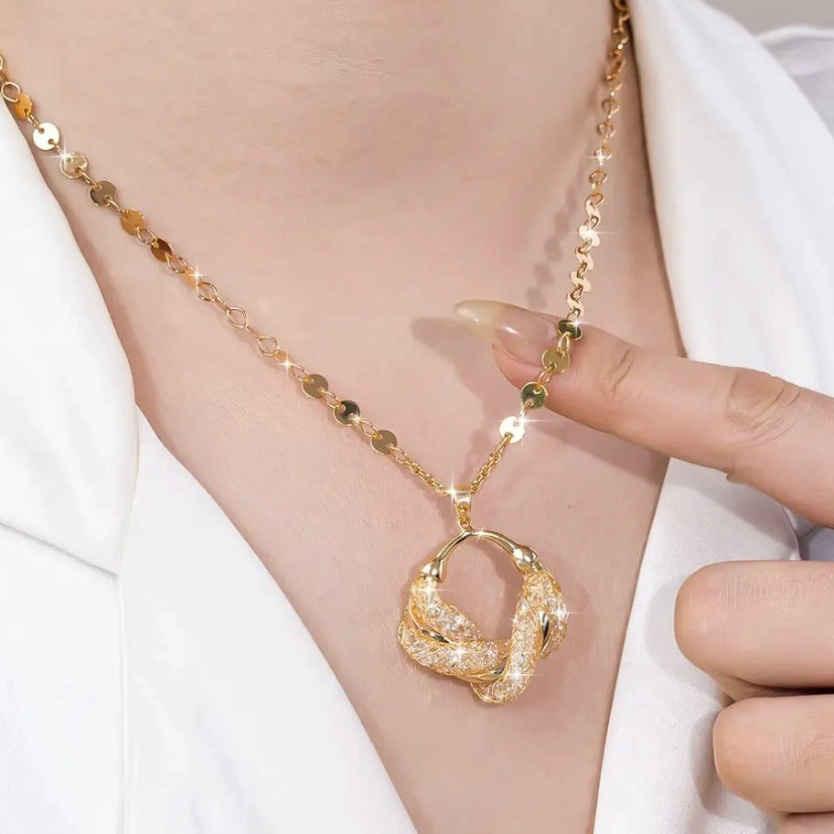 High end mesh crystal necklace(24k gold plated)