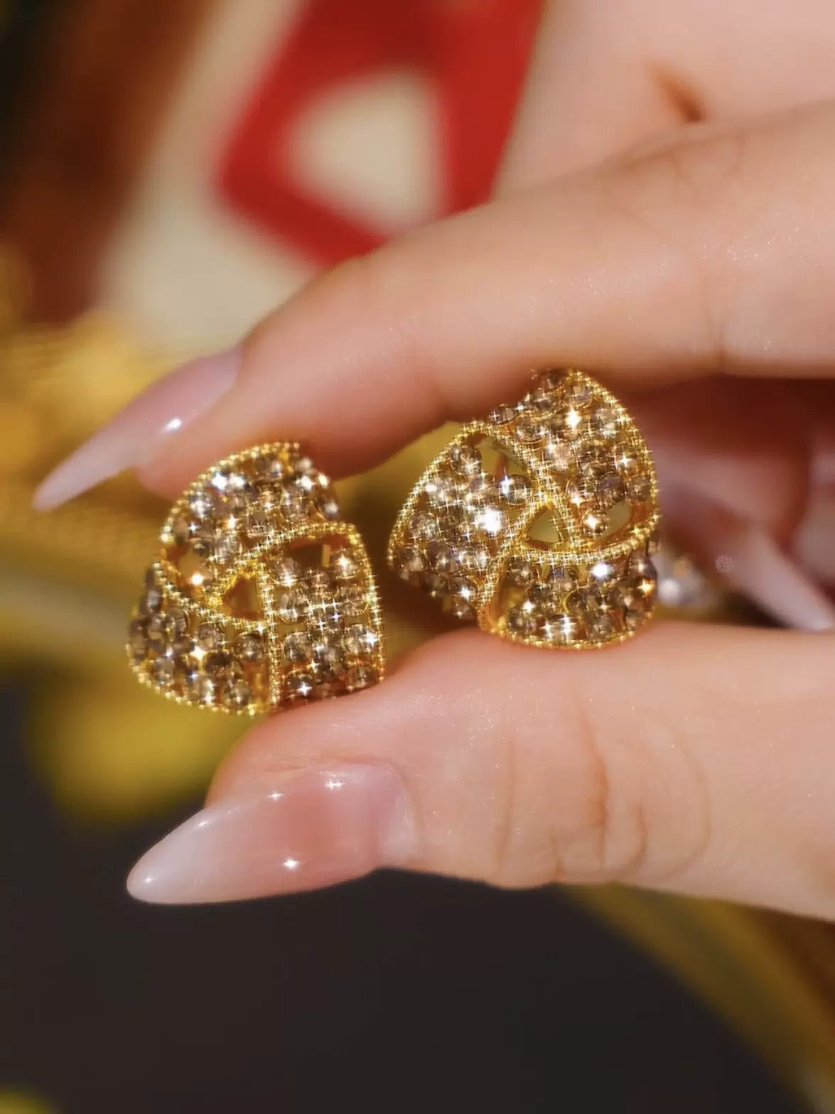 Coffee color diamond zircon earrings
