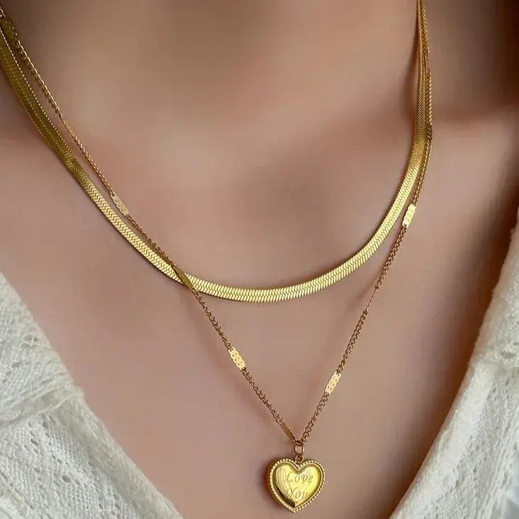 Double layer"I Love You"  Necklace(18k gold plated)