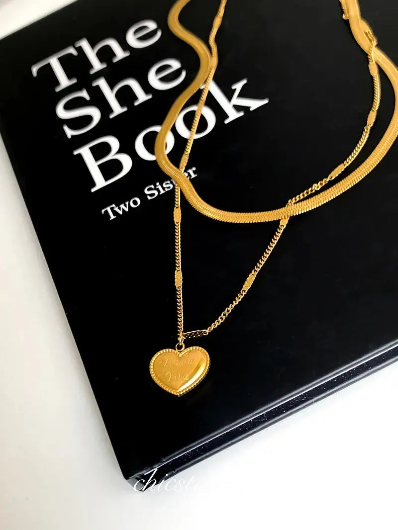 Double layer"I Love You"  Necklace(18k gold plated)