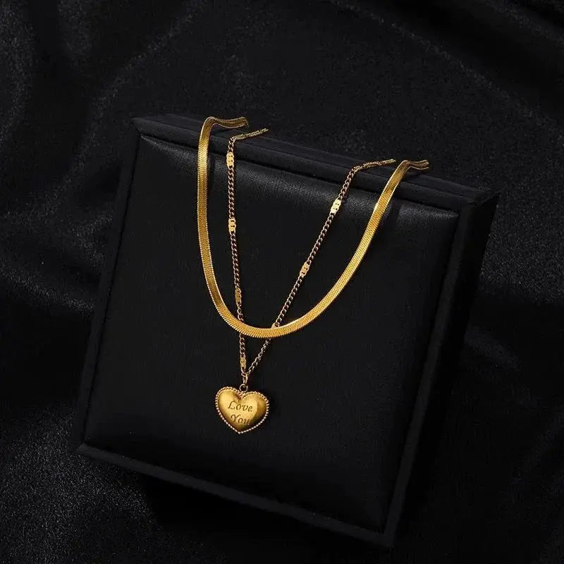 Double layer"I Love You"  Necklace(18k gold plated)