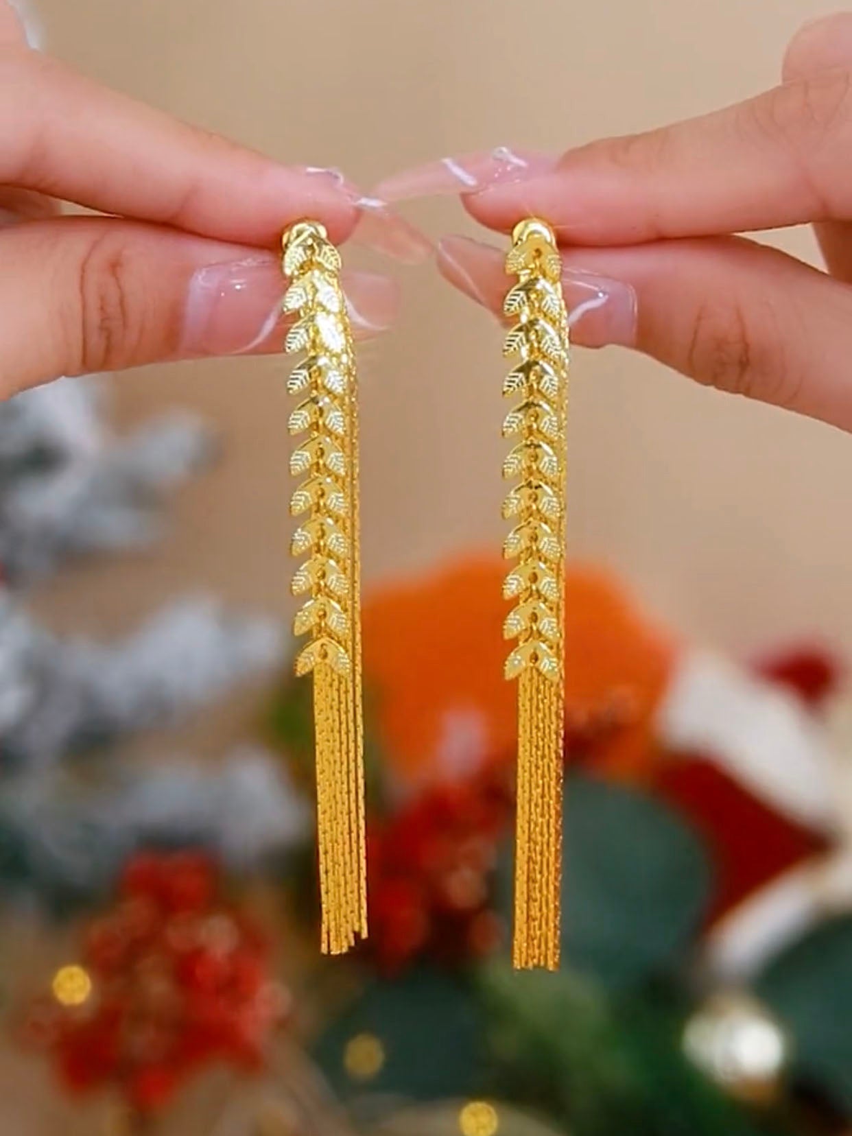 Gold plated tassel on sale earrings