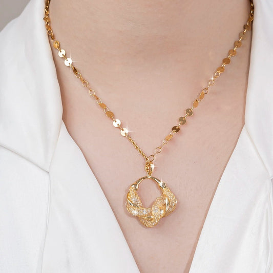 High end mesh crystal necklace(24k gold plated)
