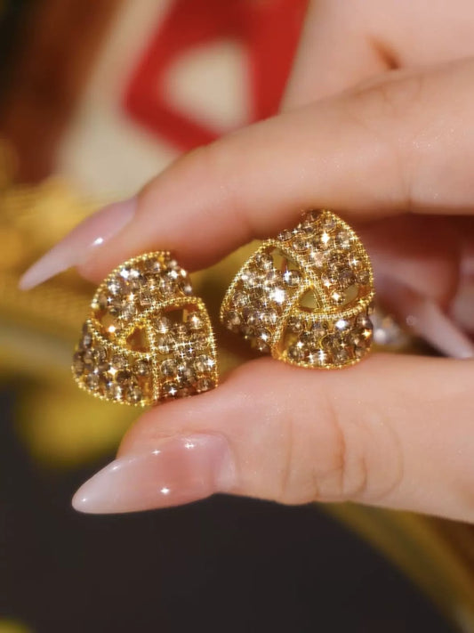 Coffee color diamond zircon earrings